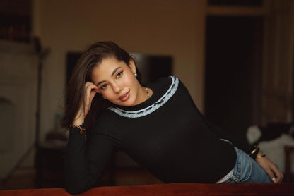 The Lace Top lifestyle shot by Maison Ria