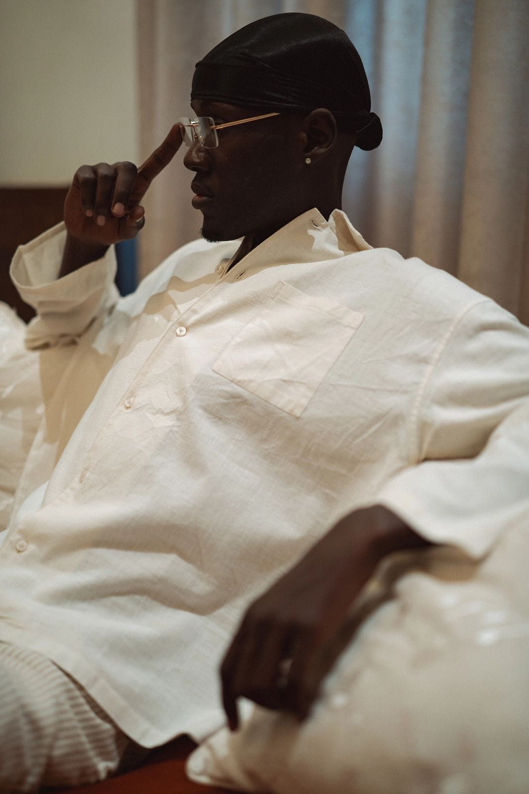 Linen Relaxed Fit Men's Shirt front view by Maison Ria