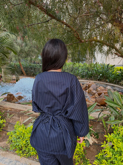 Navy blue stripped set