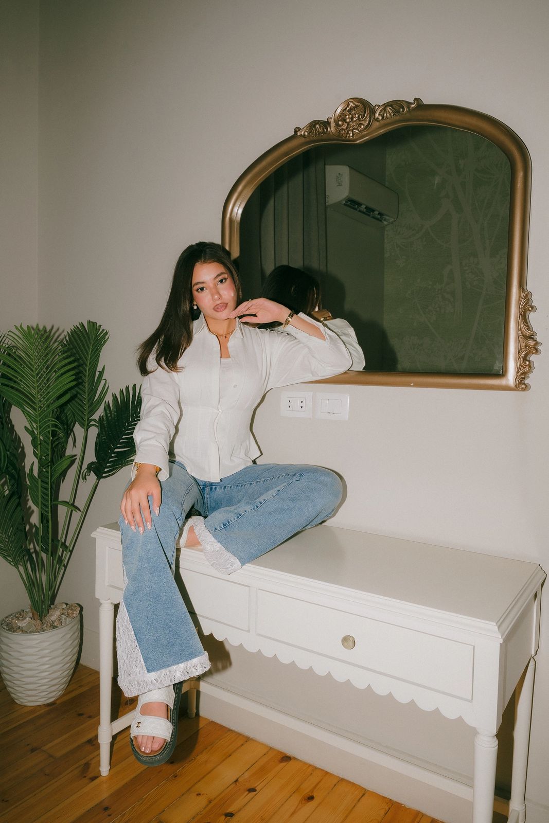The It Girl Denim full length view by Maison Ria